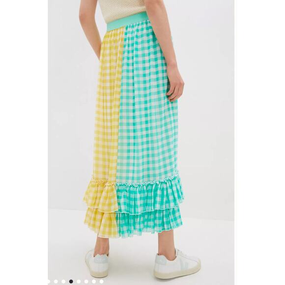 Eva Franco Lynsey Gingham Maxi Skirt Yellow Motif Size XS - Picture 4 of 12